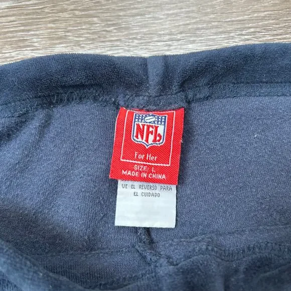 Vintage Y2K NFL For Her Lounge Pants Patriots Logo Velour Navy Blue Size Large - Picture 6 of 6